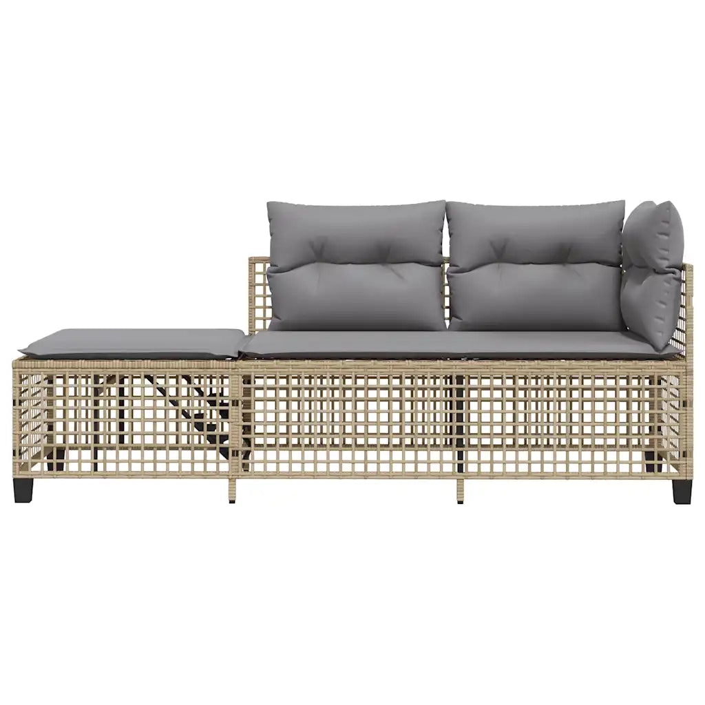 Set Divano ad Angolo 3 pz | Set Salotto da Giardino con Cuscini Beige Misto Polyrattan