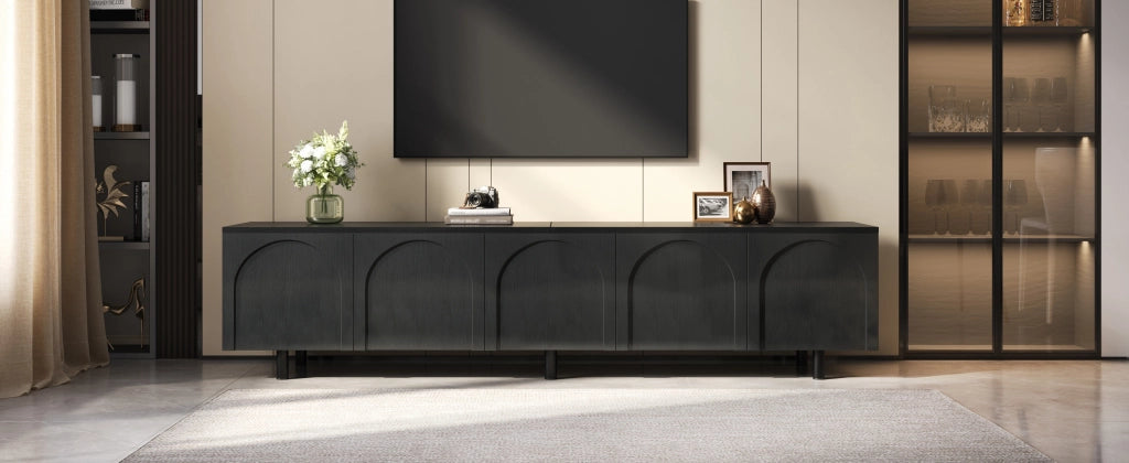 Lowboard per TV nero in MDF lunghezza 180 cm