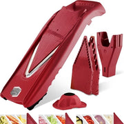 Mandolina per tagliare verdure - Set a disco taglia fette cubi quattro pezzi rosso
