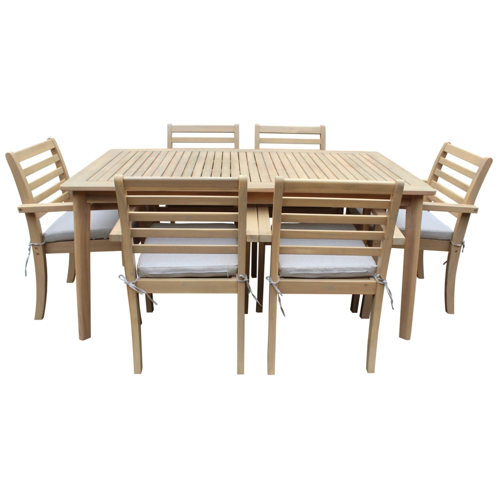 Set di mobili da giardino Acacia SIMILAN 6 posti - cuscini sabbia