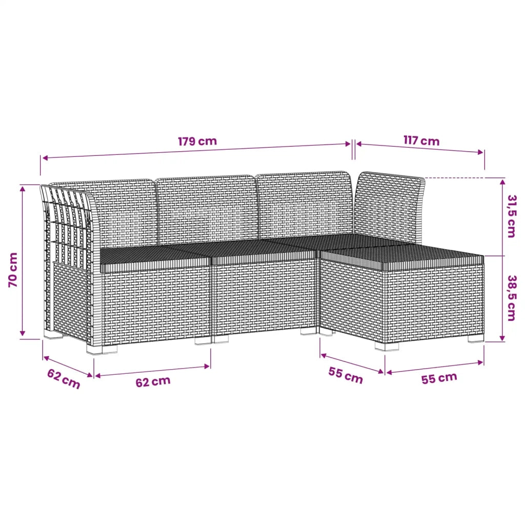 Divano da giardino 4 posti aspetto rattan PP Bianco 3443924