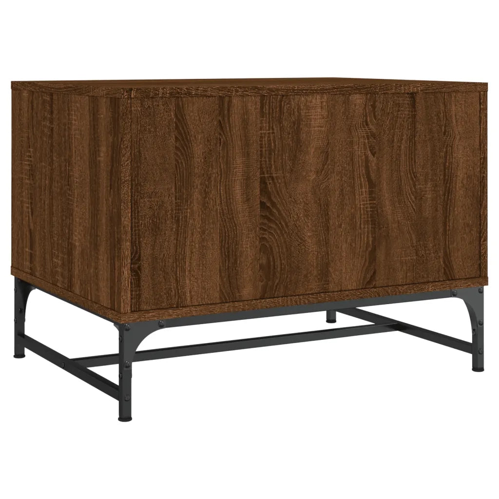 Tavolino Salotto con Ante in Vetro-Tavolino da soggiorno-Tavolo Rovere Marrone 68,5x50x50cm
