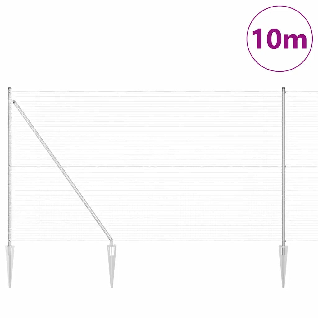 Palo della recinzione Argento 10 x 1,5 m (rete 25 x 25 mm)