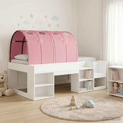 Letto con Tunnel 3 pcs Bianco e Rosa Legno multistrato
