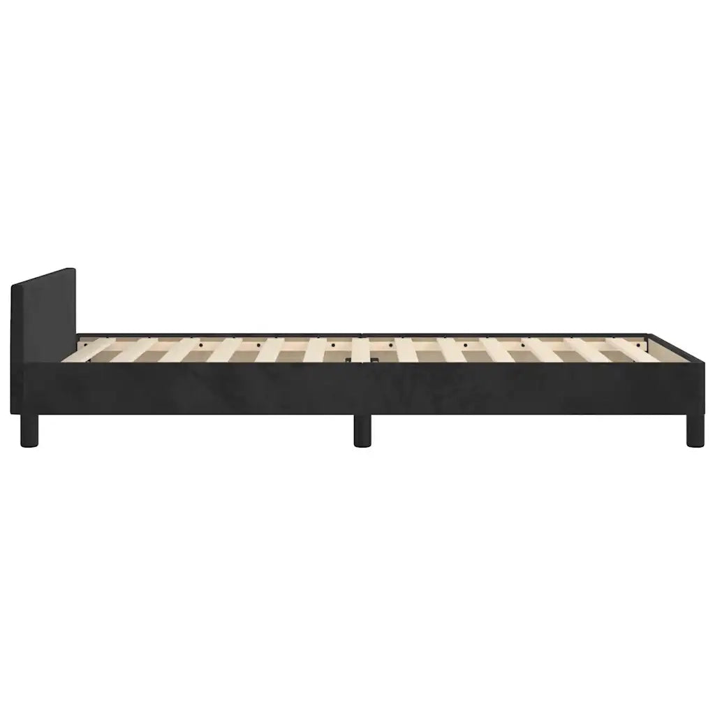 Letto singolo | Letto per adulti | Giroletto con Testiera senza Materasso Nero 90x200 cm Velluto