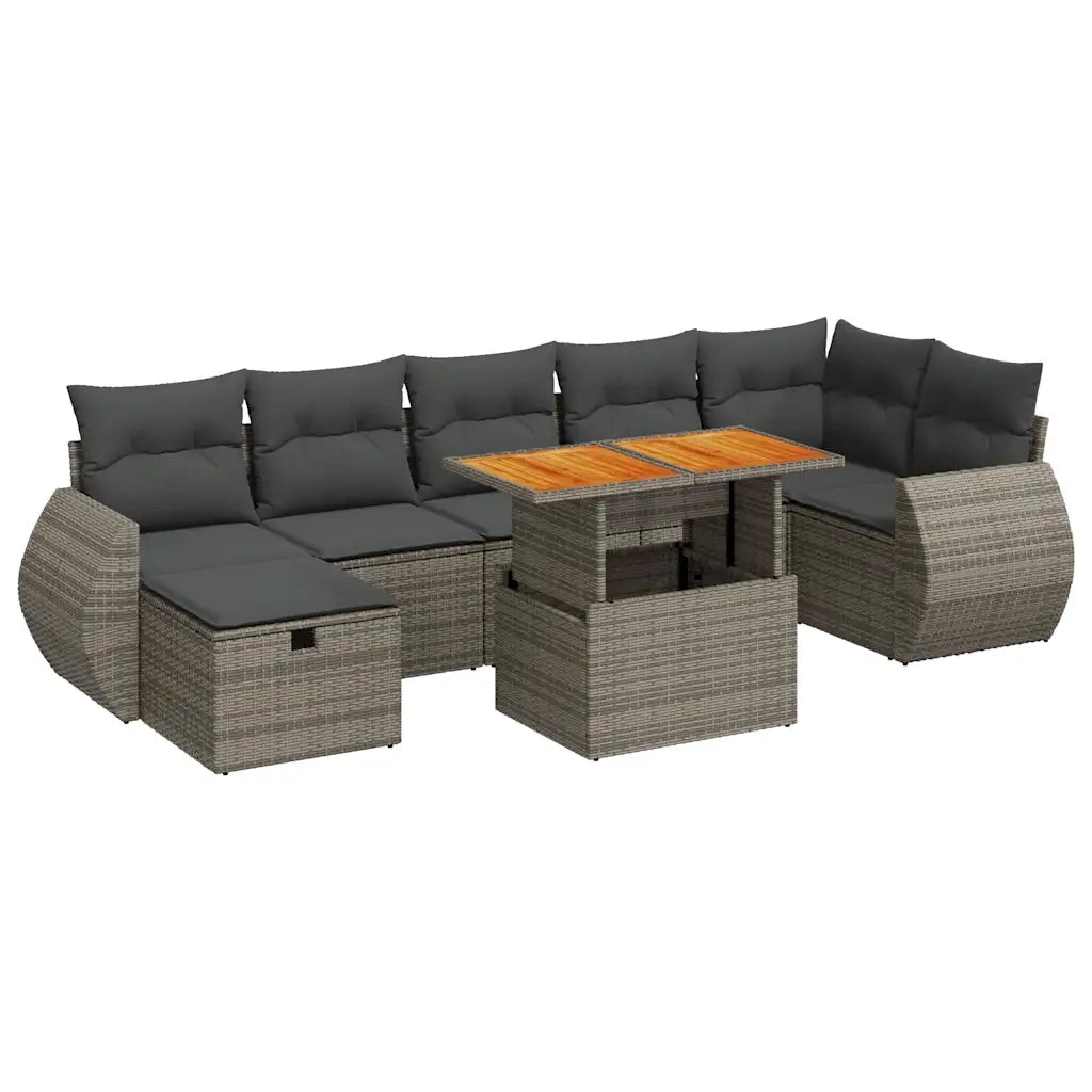 Set Divano Giardino 5 pz con Cuscini Grigio Polyrattan Acacia 3328068