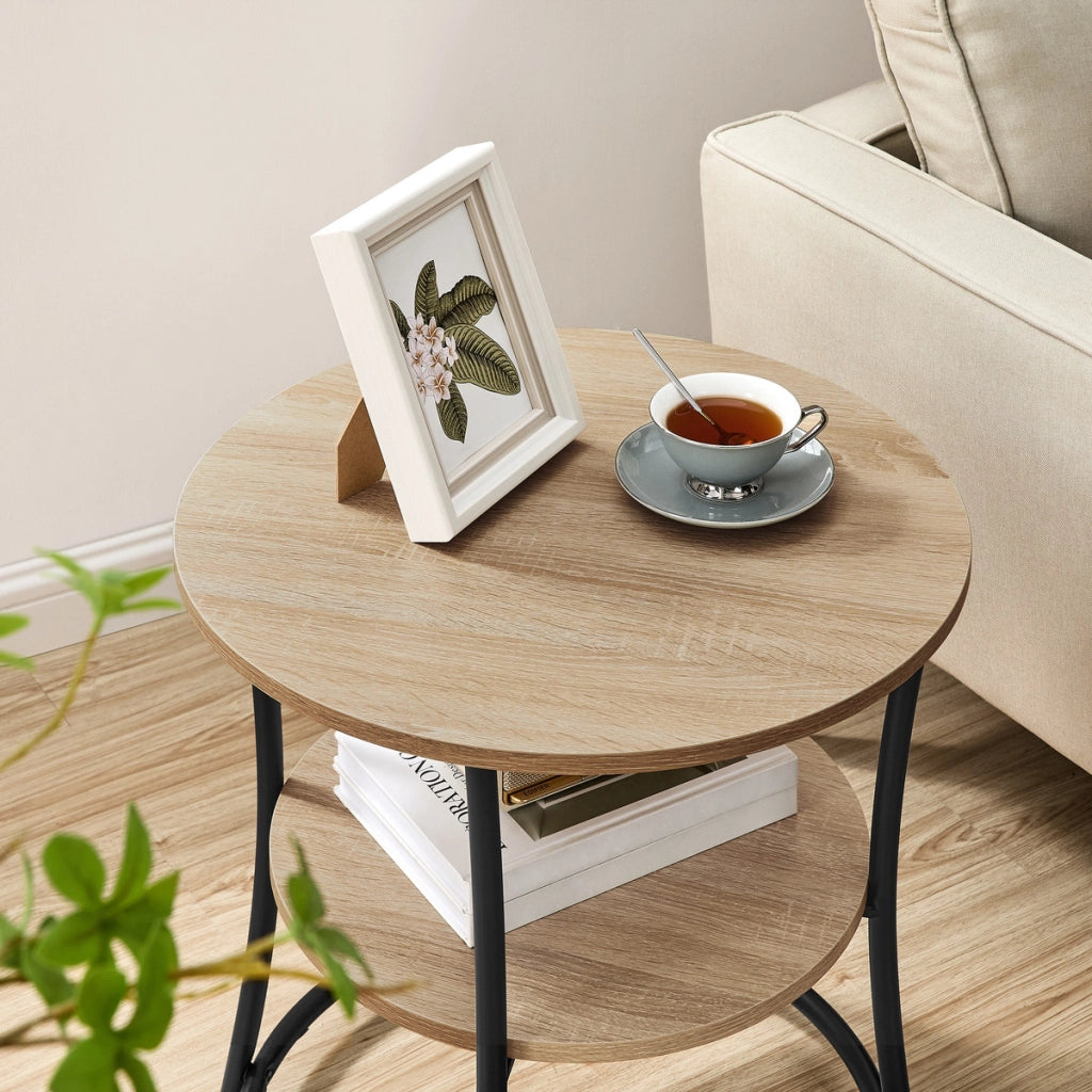 Tavolino da caffè rotondo Sonoma con ripiano inferiore