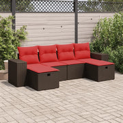 Set Divano da Giardino 6 pz con Cuscini Marrone in Polyrattan 3325730