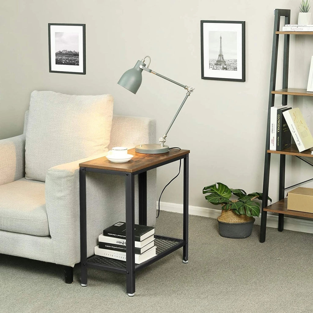 Console ingresso industriale compatta in truciolato e metallo 60x30x60 cm