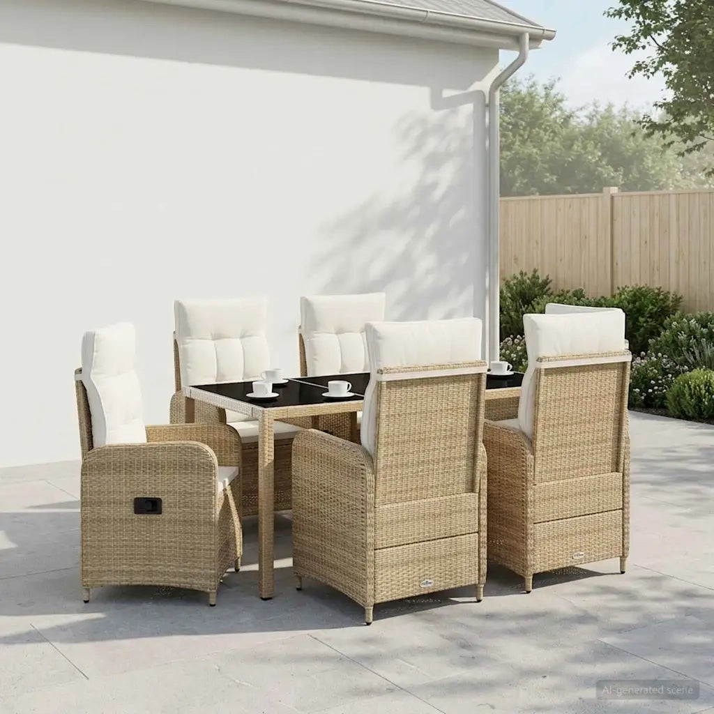 Set da pranzo per esterni 7 pcs Beige e Bianco Crema 3422341