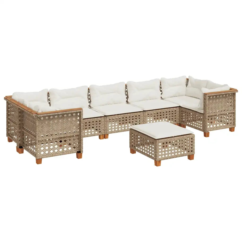 Set Divano da Giardino 8 pz con Cuscini Beige in Polyrattan 3261766