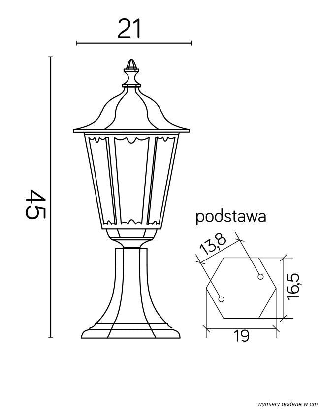 Lampada paletto giardino Retro SU-MA nera 45cm E27 IP43