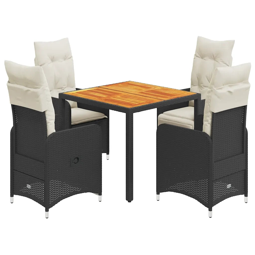 Set Bistrò da Giardino 5 pz con Cuscini in Polyrattan Nero 3276977