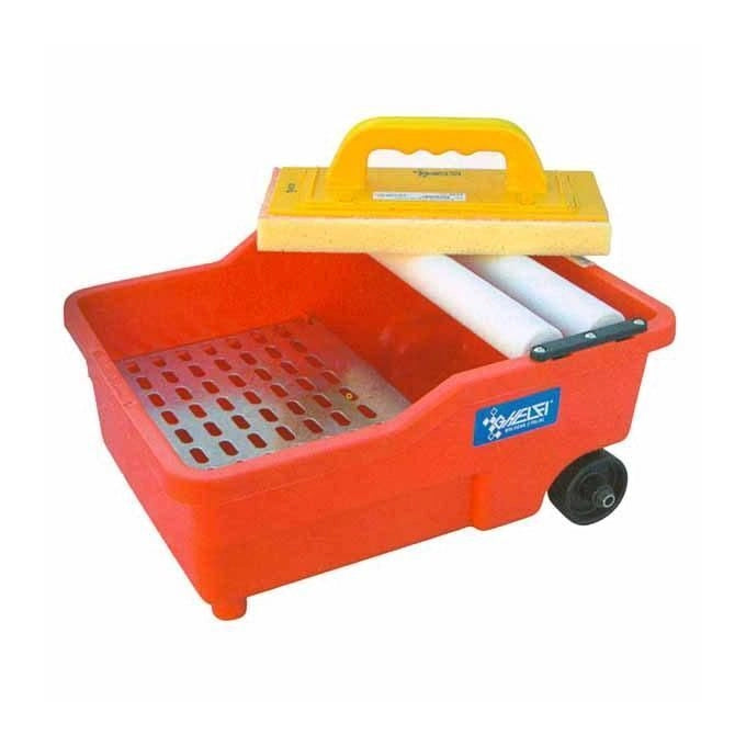 GHELFI Vaschetta Lavaggio Piastrelle 12 Litri con Frattone e Ruote per Trasferimento colore Multicolore
