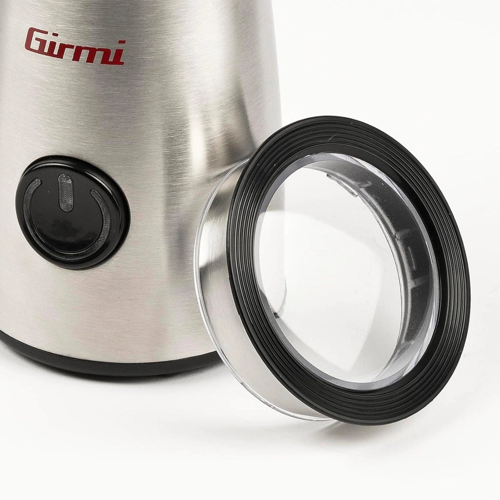 GIRMI MACINACAFFE 150 W CORPO INOX CAPACITÀ 50GR MACINA SPEZIE E CAFFÈ LAME INOX PULSANTE RETRO-ILLUMINATO + AVVOLGICAVO
