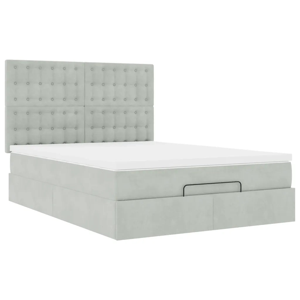 Struttura Letto Pouf con Materassi 140x190 cm Velluto 3314462