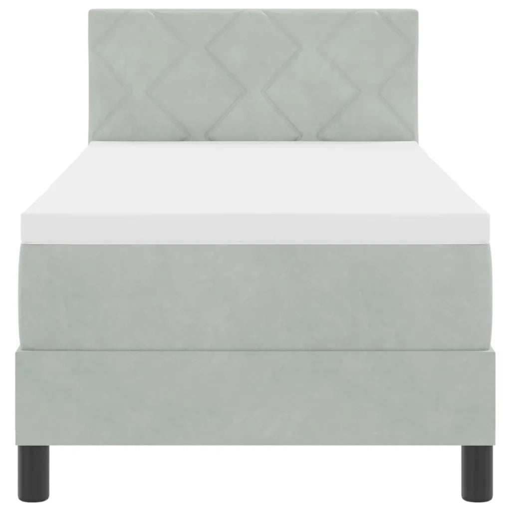 Letto a molle con materasso Grigio chiaro 80 x 200 cm Velluto 3339200