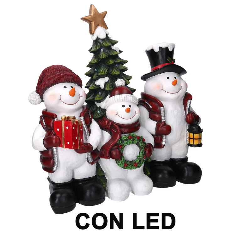 Pupazzi di neve resina con led cm 52x29h52,5