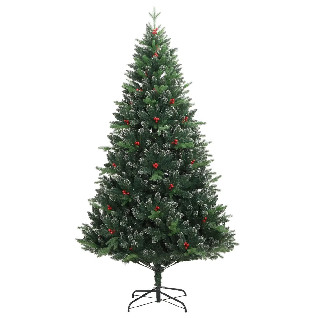 Albero Natale Artificiale Incernierato con Bacche Rosse 180 cm 356733