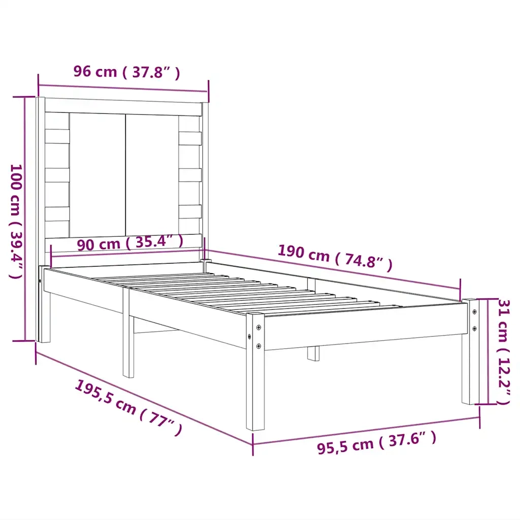Giroletto in Legno Massello 90x190 cm Single 3104183