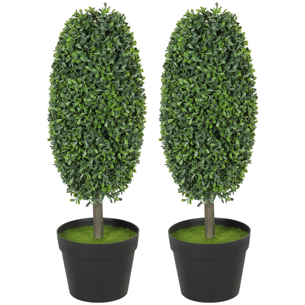 Set 2 pezzi piante artificiali ¨C Minimal ¨C verde, plastica, cemento