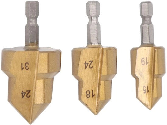 Kit di espandi set - 3 espandi - diametri di tubo 15-19 mm / 18-24 mm / 24-31 mm - 1/4 pollice testa a 6 facce - finitura superficie liscia - espandi a diametro
