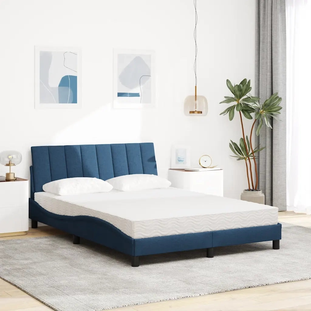 Letto con Materasso Hanko Blu 120x200 cm in Tessuto 3310523