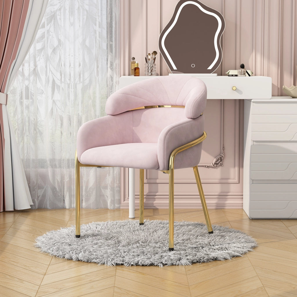 Sedia da Pranzo in Velluto con Gambe in Metallo ¨C MINIMAL ¨C Rosa