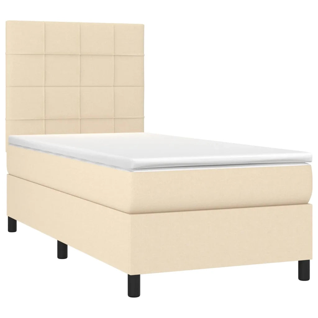 Letto a Molle con Materasso e LED Crema 100x200cm in Tessuto 3134858