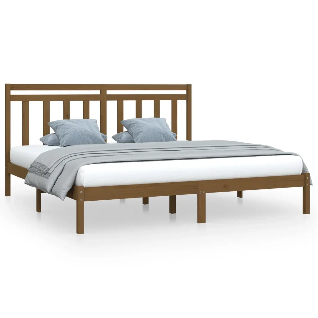 Letto matrimoniale | Letto per adulti | Giroletto senza Materasso Ambra 200x200 Legno Massello