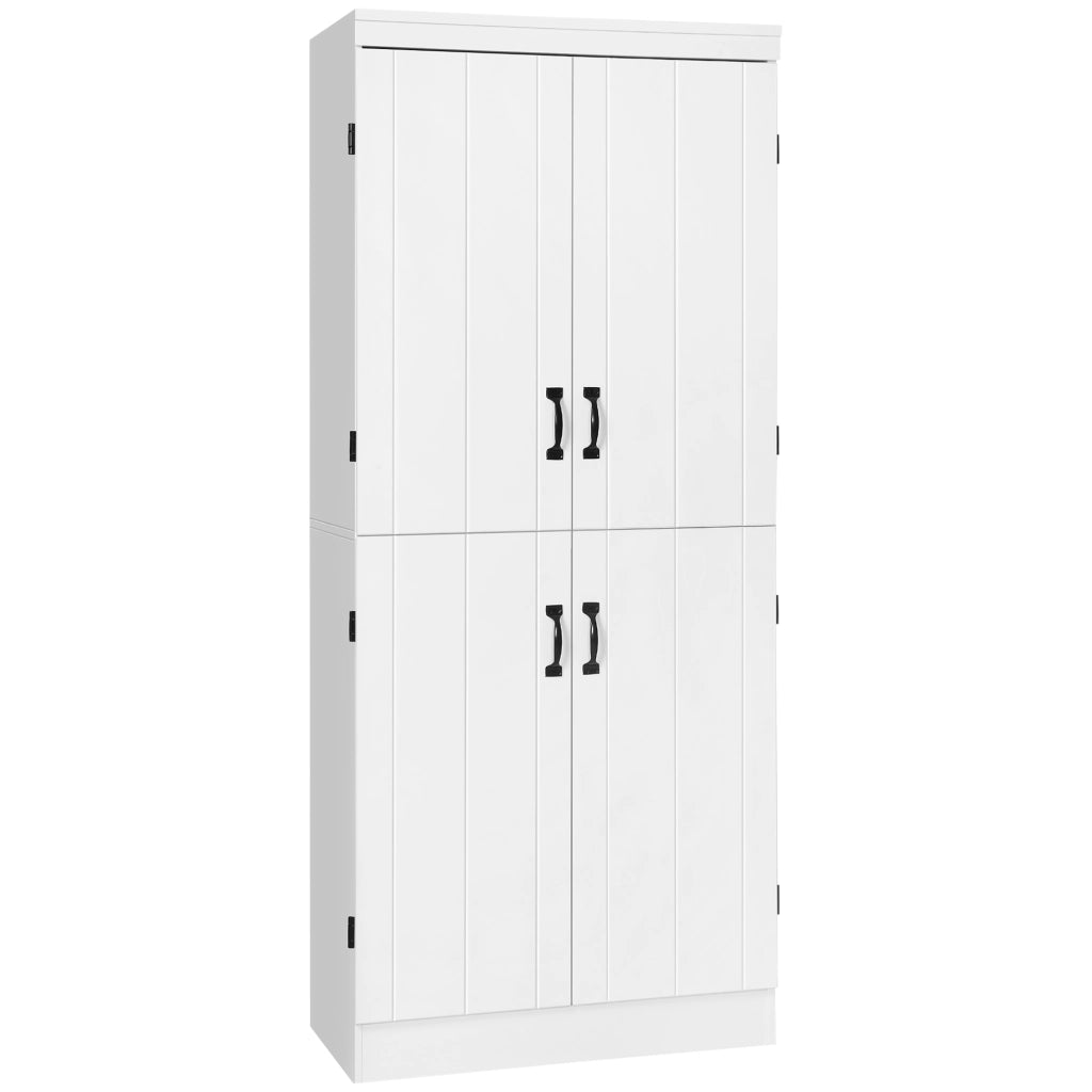 Armadio Buffet con 4 Porte e 6 Ripiani ¨C zephmum ¨C Bianco 76x40x177 cm
