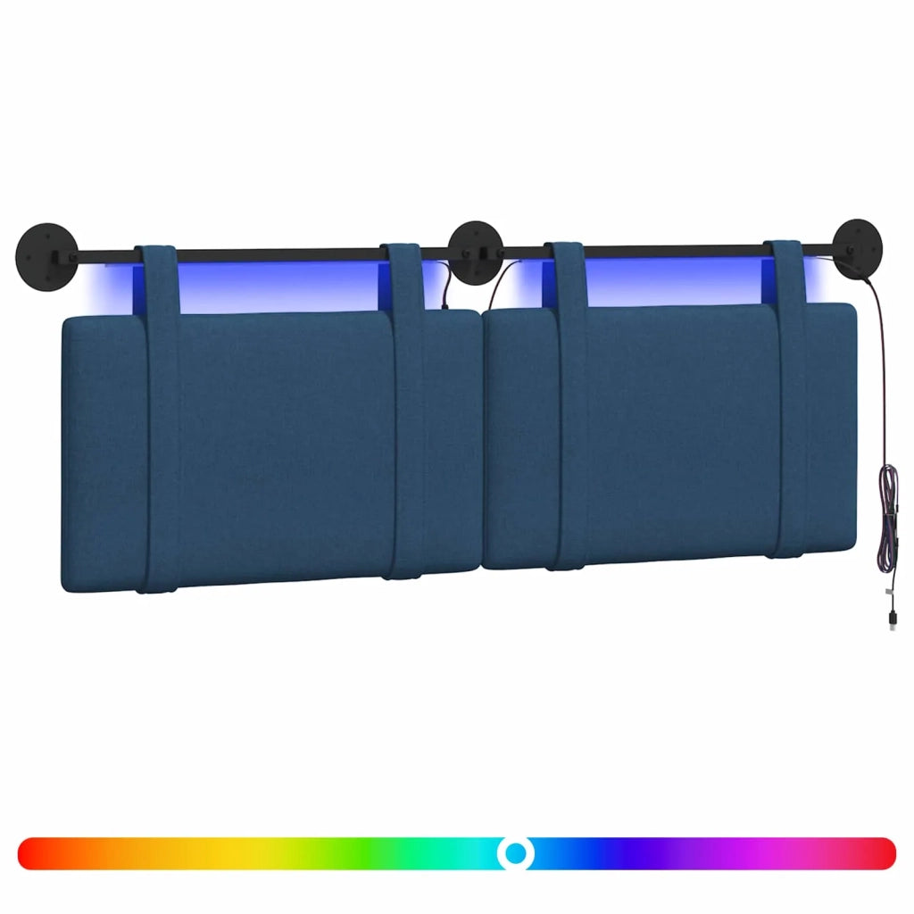 Testiera sospesa Con luce LED Blu Tessuto 3423945