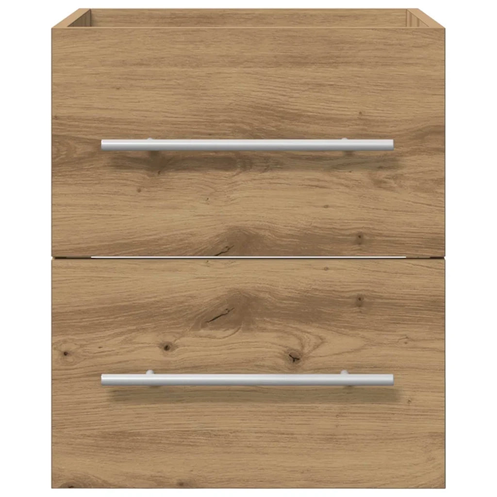 Mobiletto rettangolare sottolavabo con cassetto vano contenitore 41 x 38,5 x 48 cm finitura rovere composito realizzato artigianalmente 02_0052664
