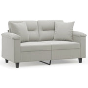 Divano | Divano da soggiorno | Sofa 2 Posti Cuscini Grigio Chiaro 120 cm Tessuto Microfibra