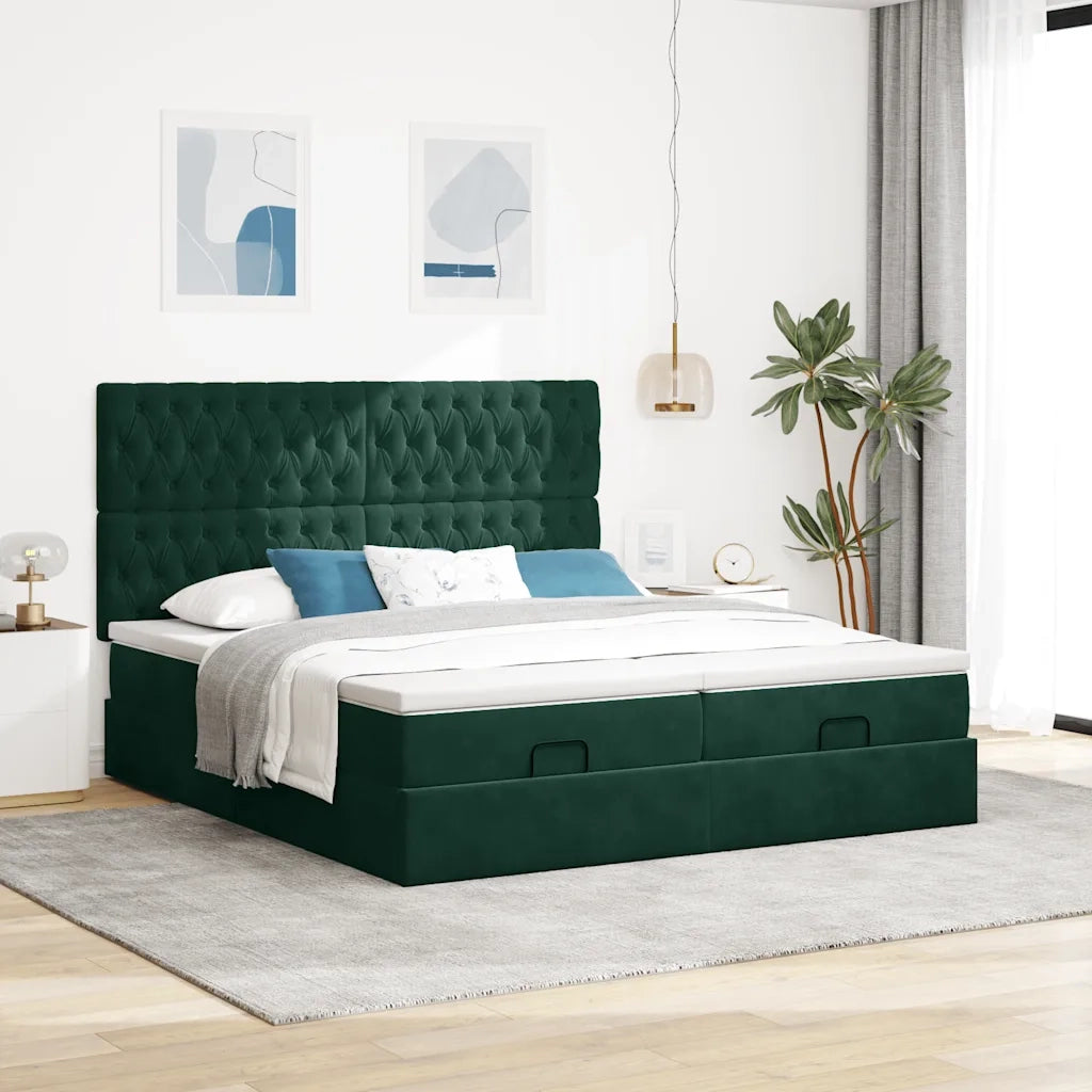 Struttura Letto Pouf con Materassi 180x200 cm Velluto 3313793