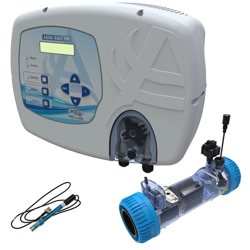 Sterilizzatore Aqua Salt Evo Con Sensore Di Flusso, Regolatore Ph E Cella Elettrolitica Per Piscine Fino A 50 M³