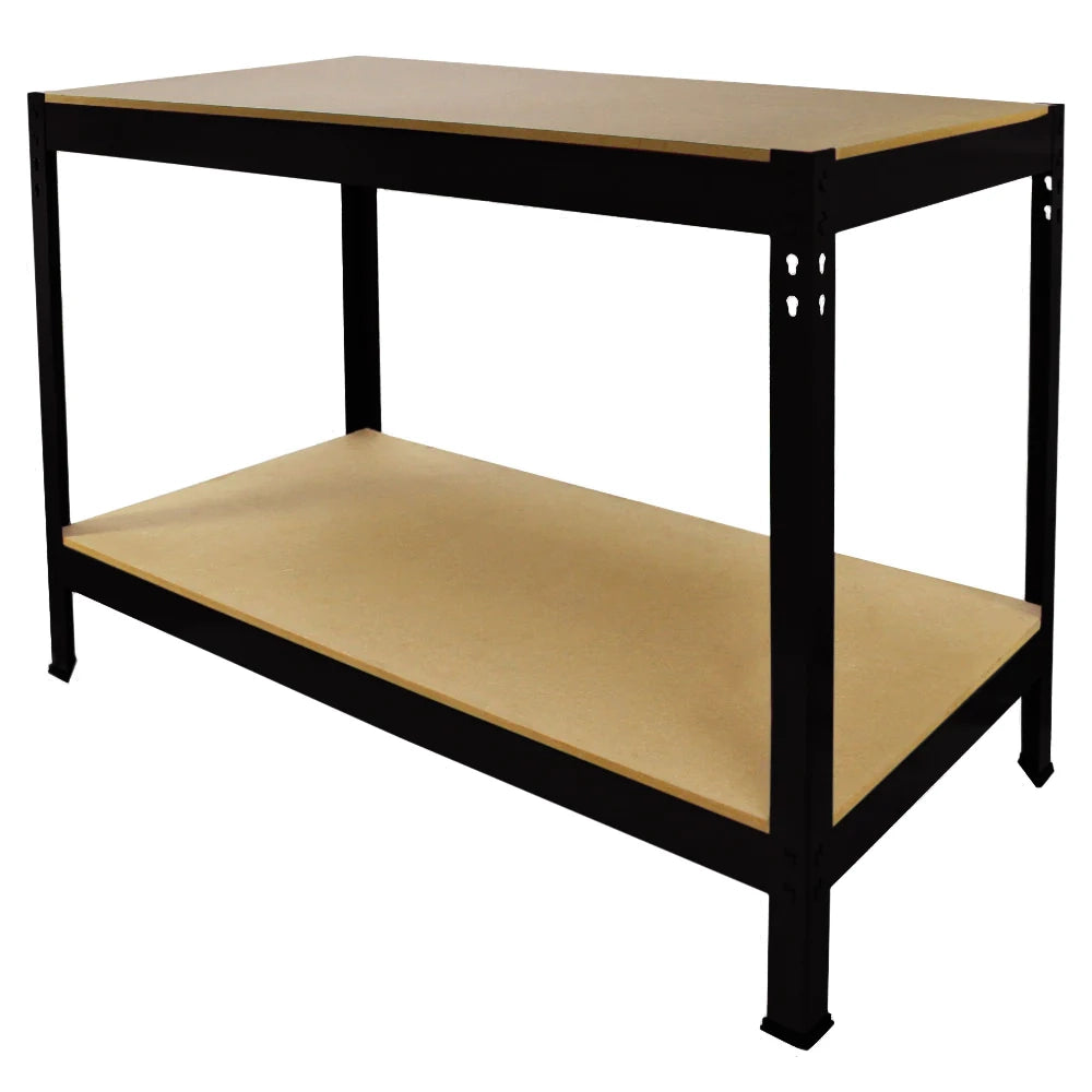 Tavolo da Lavoro Nero Q-Rax Senza Bulloni in Acciaio e MDF 90x120x60cm