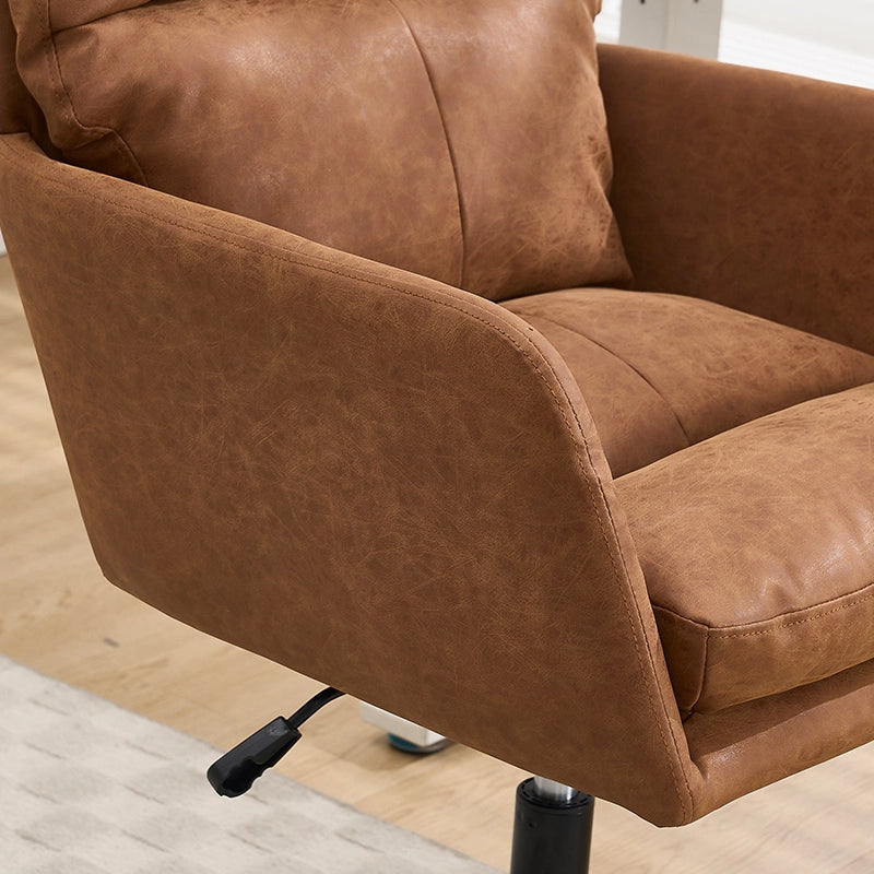 Sedia da Ufficio Regolabile in Altezza ¨C MINIMAL ¨C Ecopelle Marrone, Base Nera