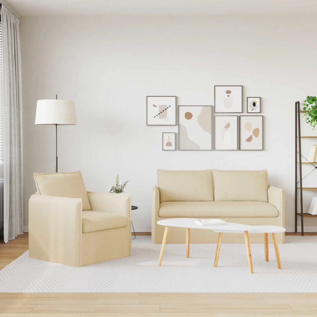 Set di divani 2 pcs Crema 156 x 82 x 85 cm Tessuto 3407572