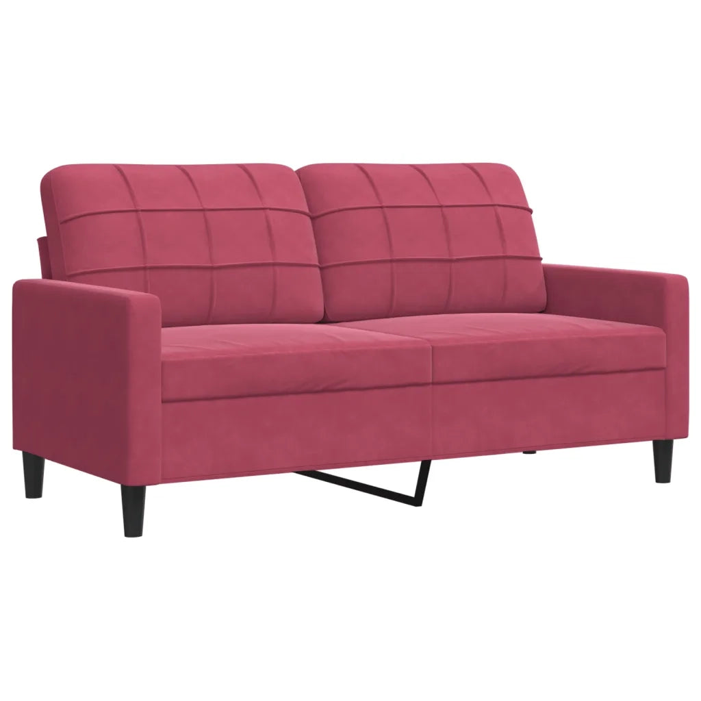 Set di Divani 3 pz con Cuscini Rosso Vino in Velluto 3278485