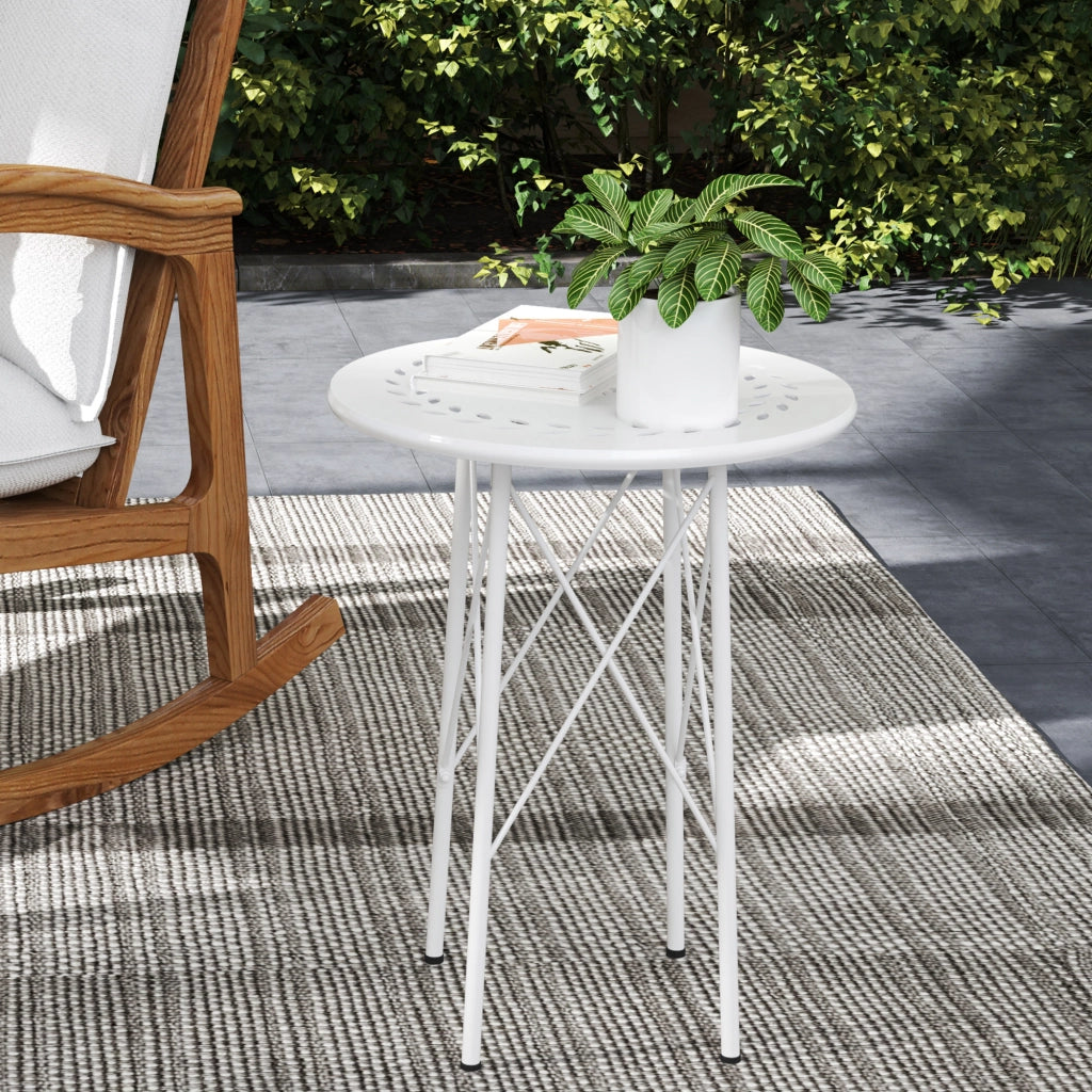 Tavolo da Giardino Rotondo ¨C Minimal ¨C Acciaio Bianco ?40x50cm
