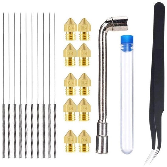 Set di Spout per 3D Stampante - 10 pezzi - 0,4 mm - Materiale in Ottone - Alta Temperatura - Resistente allo Sfregamento - Alta Conduttività Termica - Adatto per Ender 5 S1 - Nozzle per 3D Stampante