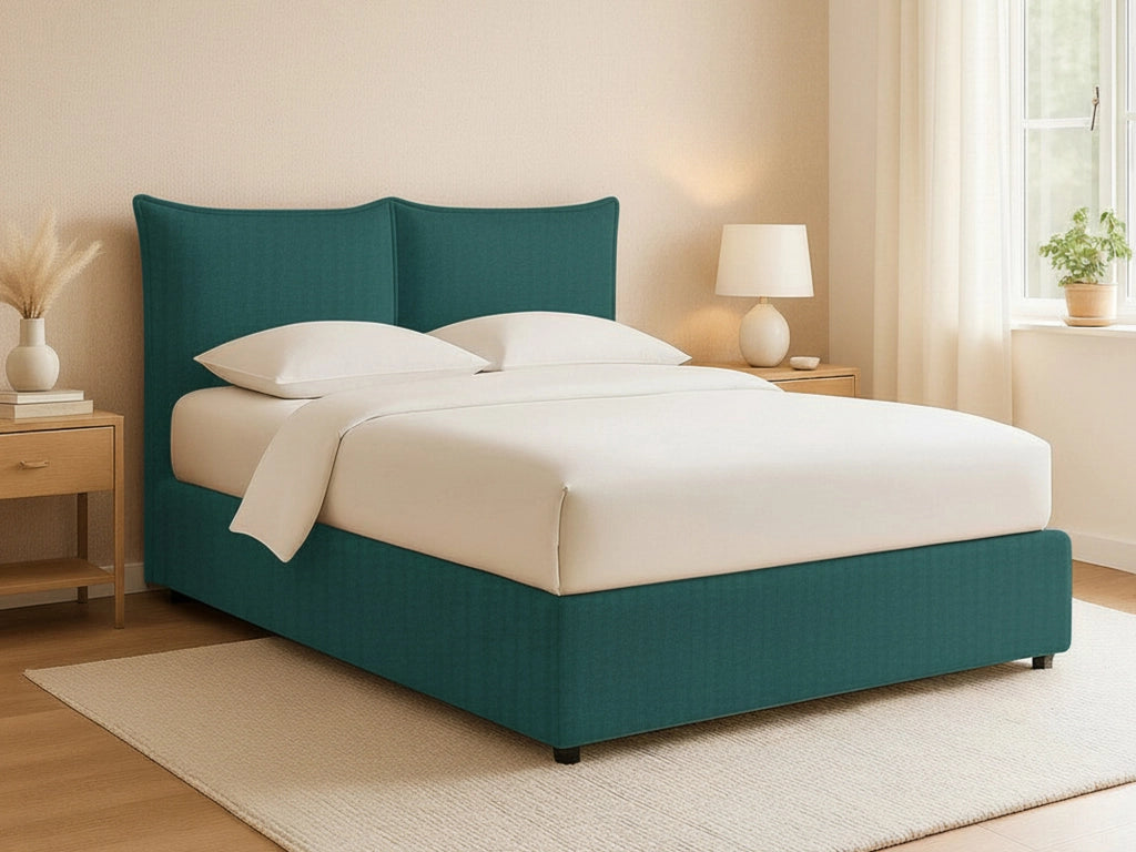 Penzance, Letto Piazza e Mezza Sfoderabile Made in Italy, Verde Petrolio
