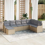 Set Divano da Giardino 8 pcs beige e grigio chiaro Poly Rattan