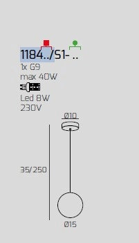 SOSPENSIONE OTTONE SAT. 1 LUCE VETRO RAME 1184OS-S1-RA