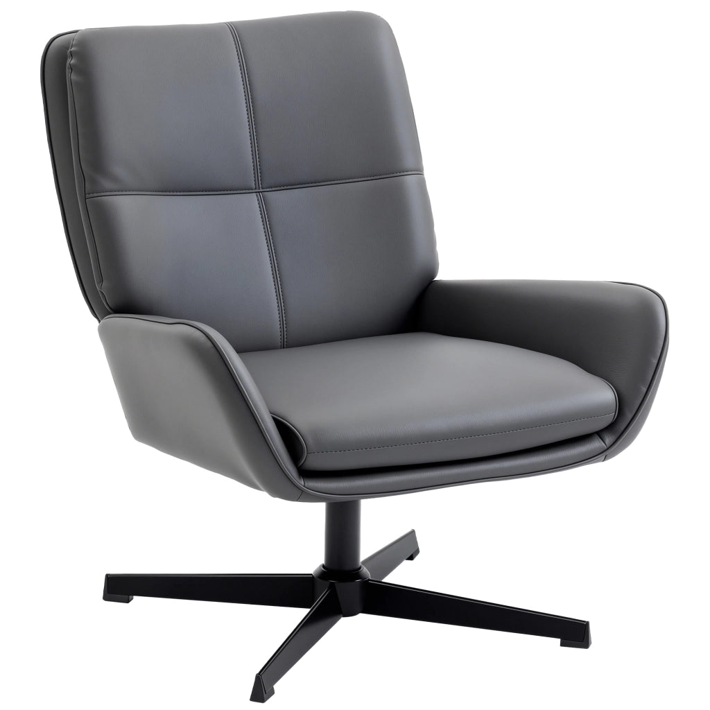 Poltrona in similpelle con braccioli e gambe in metallo ¨C Minimal ¨C Grigio