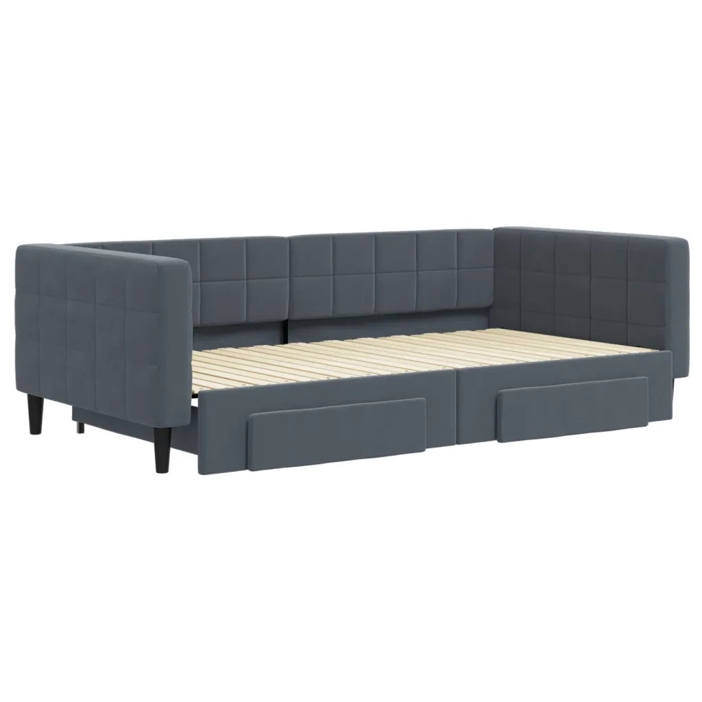 Divano letto | Sof¨¤ letto | Letto singolo Estraibile Cassetti Grigio Scuro 100x200cm Velluto