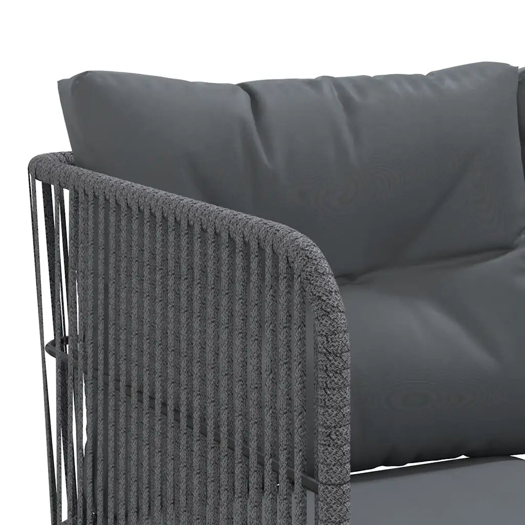 Set Divano da Giardino con Cuscini Nero Acciaio e Textilene 3283742