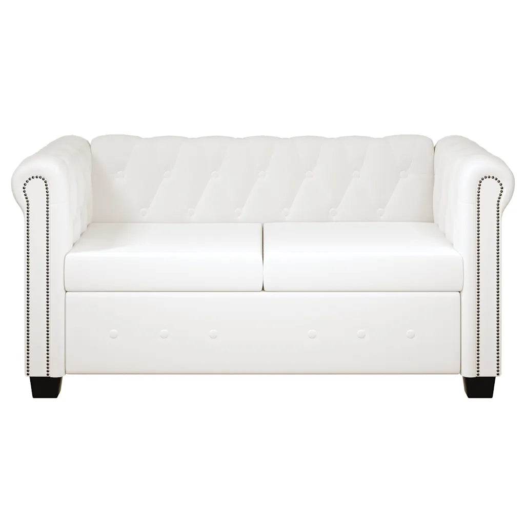 Divani Chesterfield a 2 Posti e a 3 Posti in Similpelle Bianco