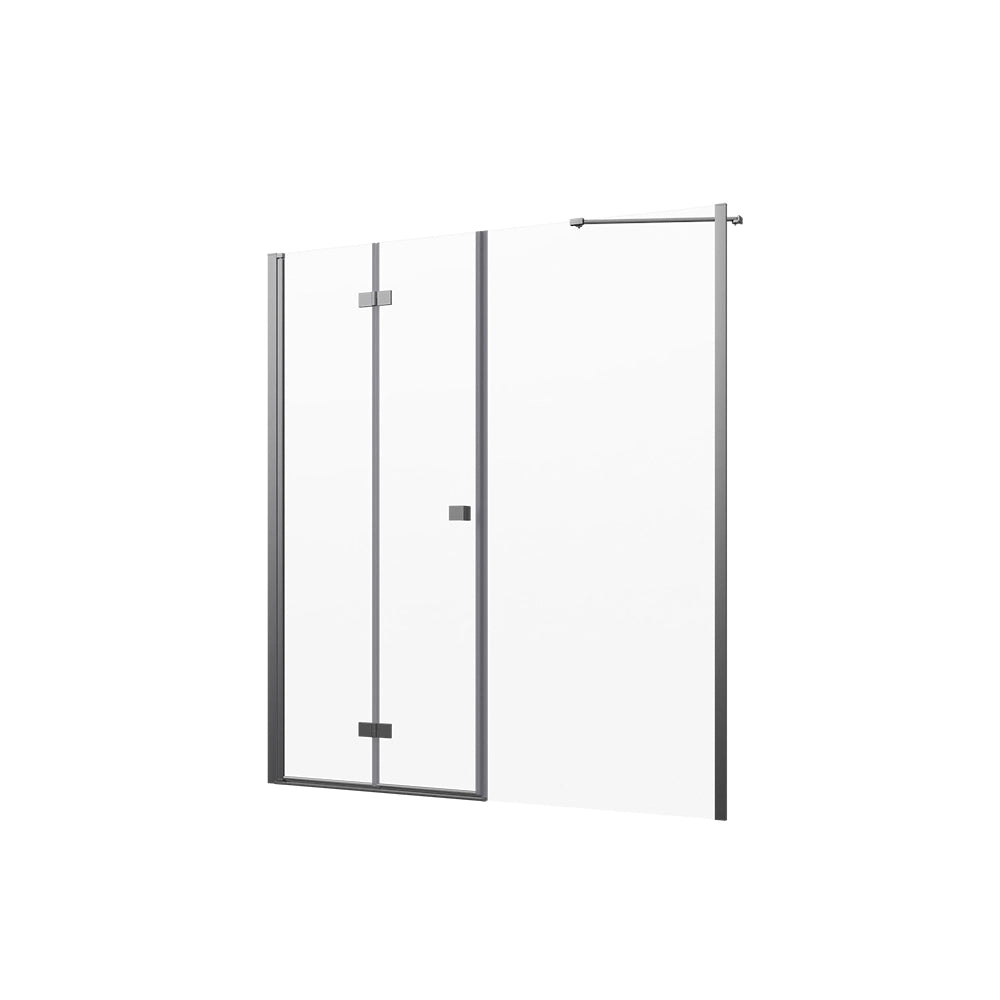 Porta doccia 171-175cm profili cromati apertura libro a sinistra con parete fissa vetro 8mm trasparente h195 | Fiji